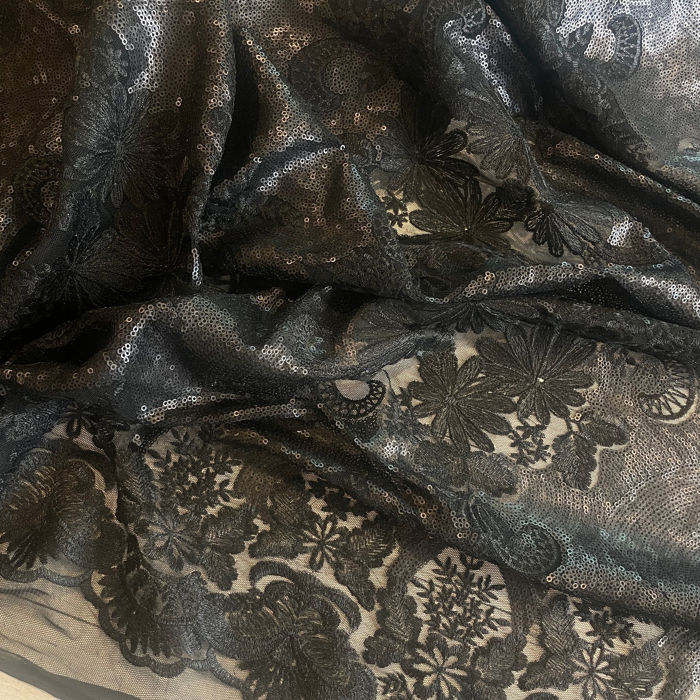 Midnight mystery embroidered sequin lace