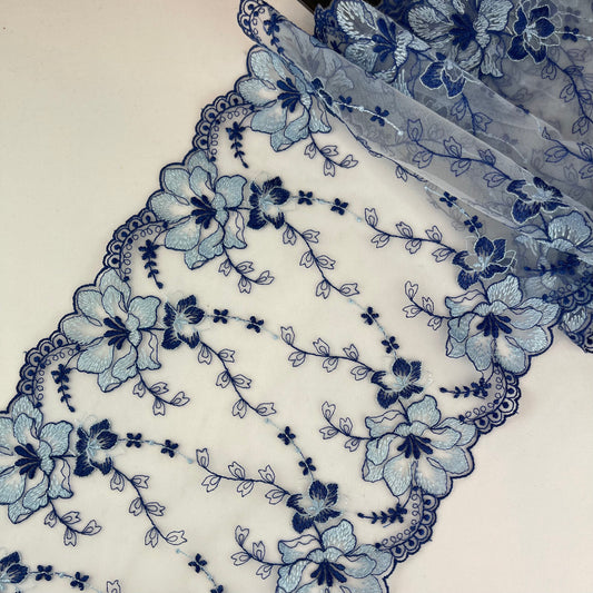 Blue Vine Embroidered Lace