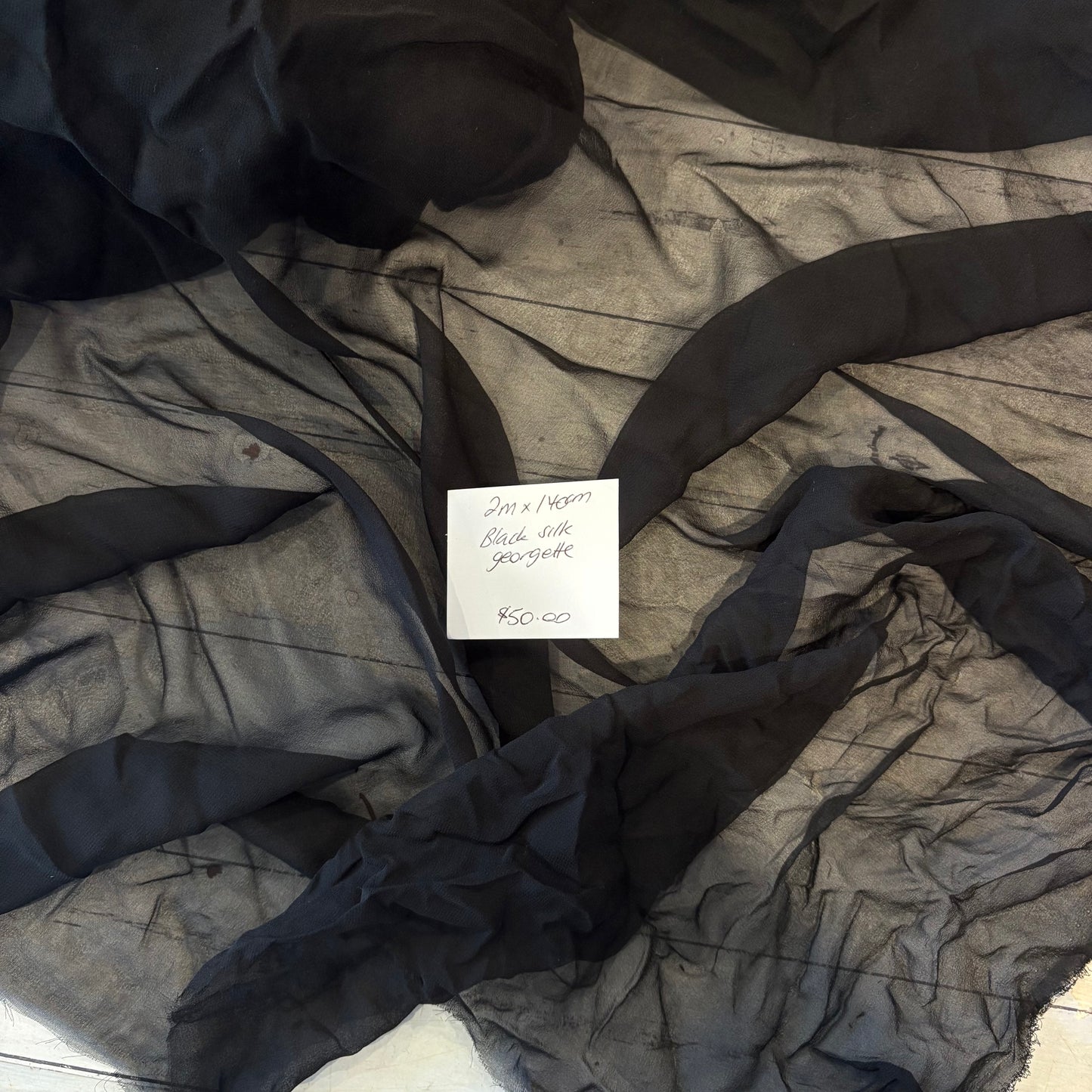2m Black Silk Georgette