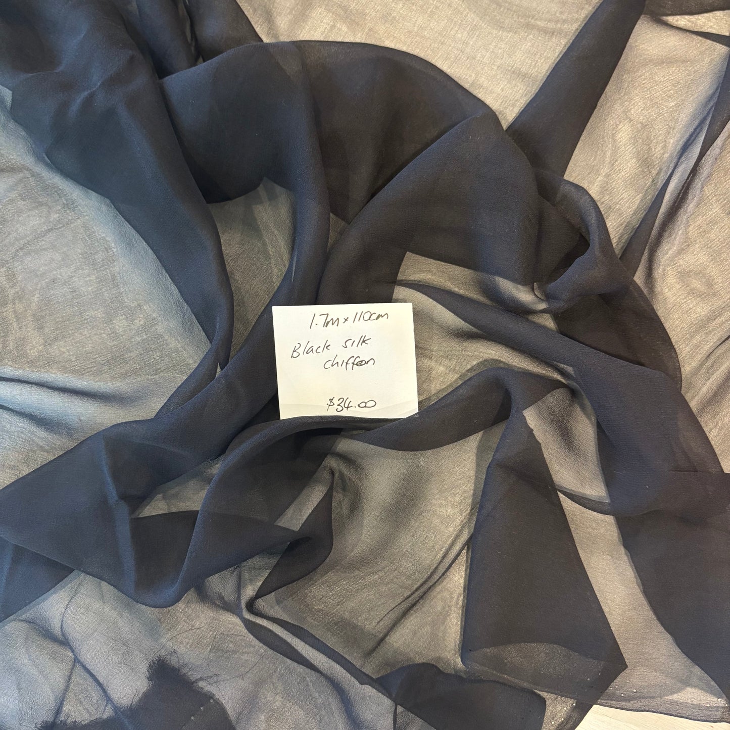 1.7m Black Silk Chiffon