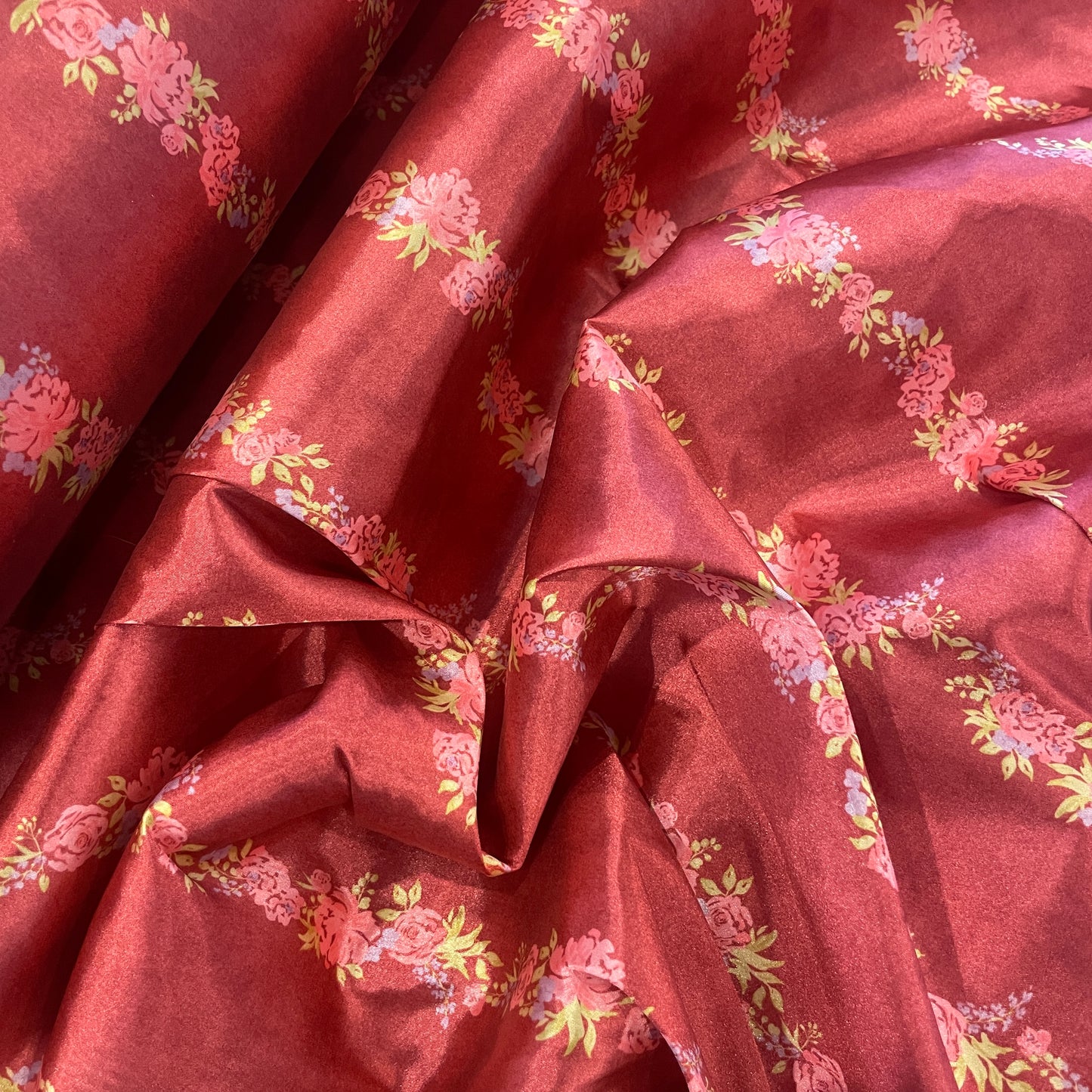 Trocadero sienna floral stripe stretch satin