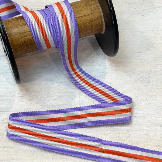 Purple Passion Stripe 22mm Gross Grain Ribbon