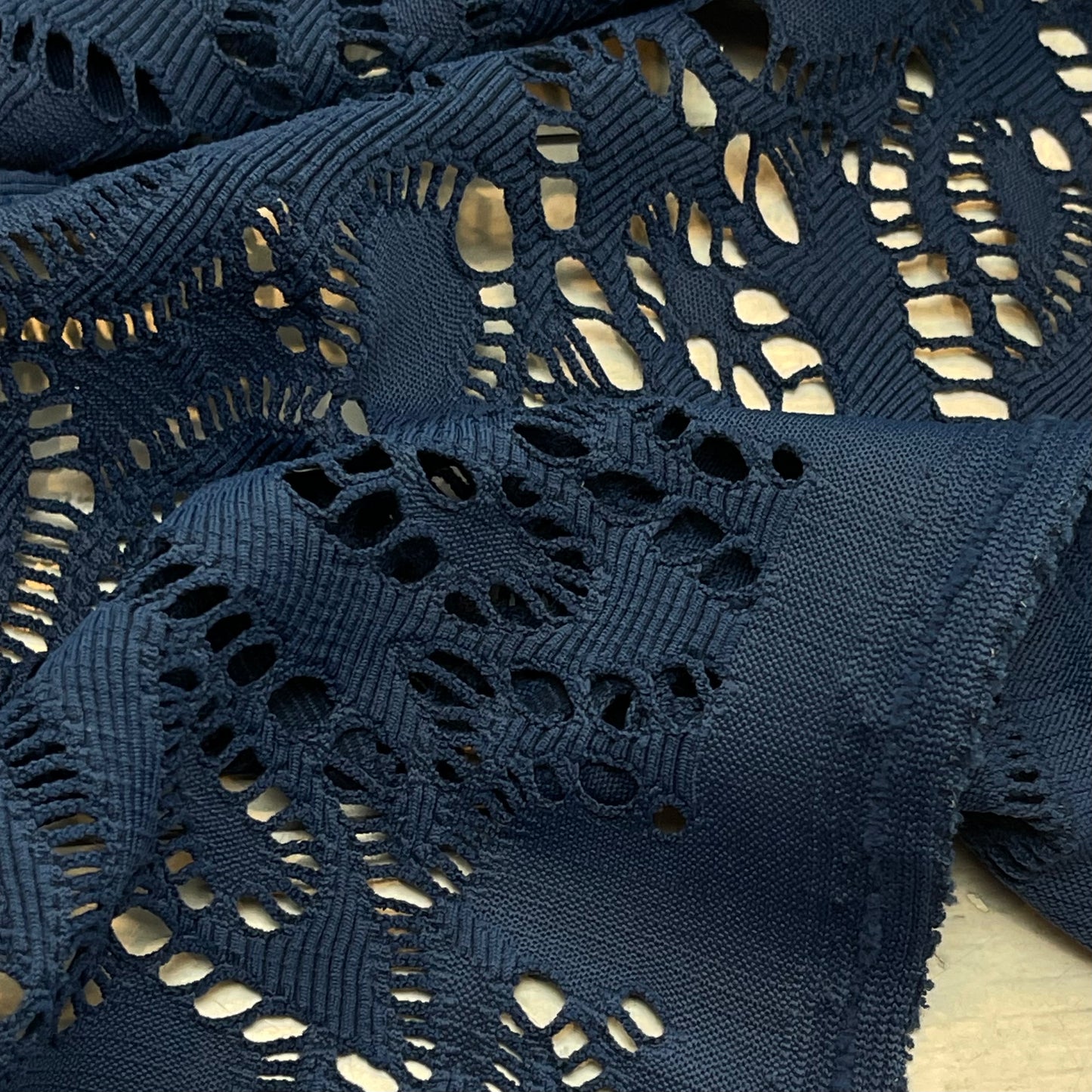 Navy Stretch Jacquard Lace