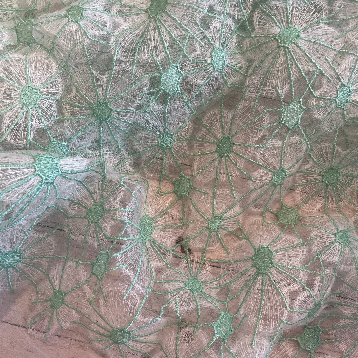 Tully mint embroidered fine tulle