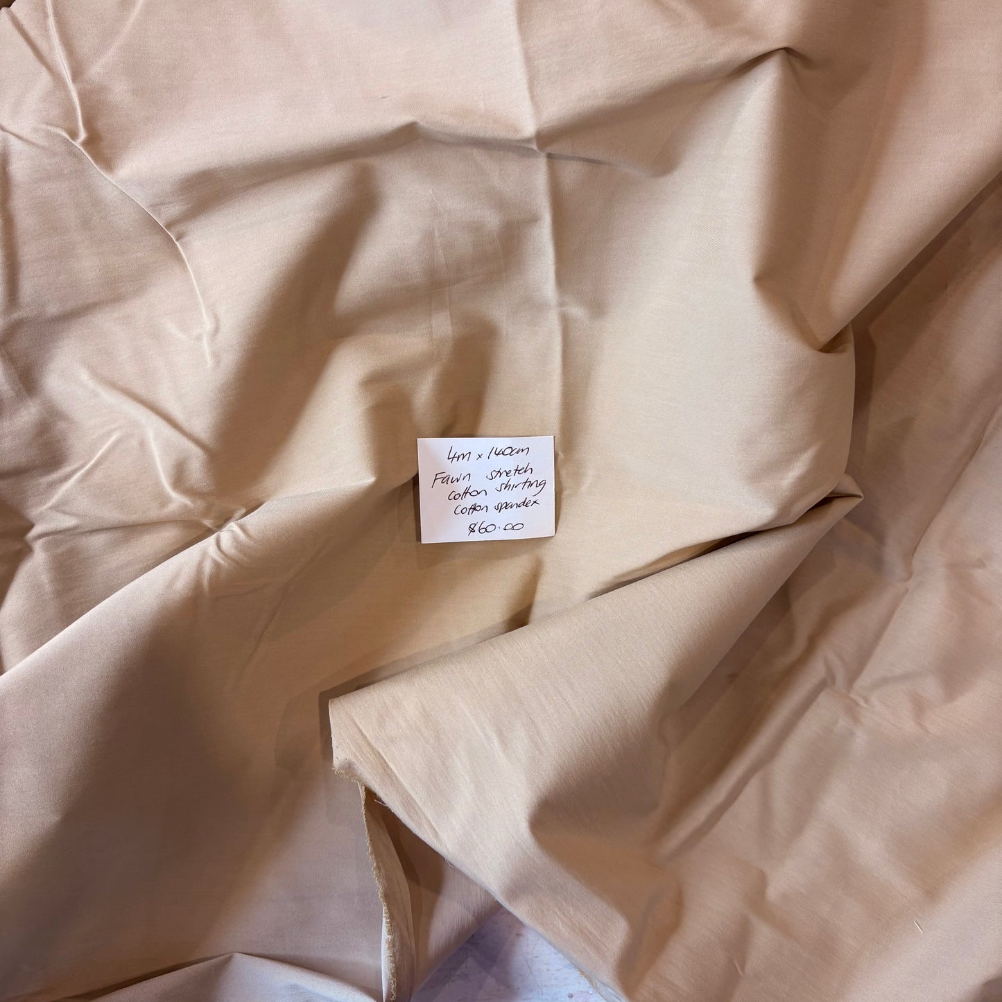 4m Fawn Stretch Cotton Shirting