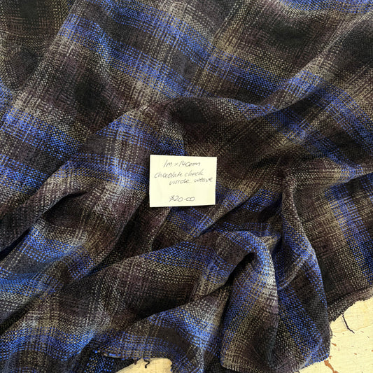 1m Chocolate Check Viscose Weave