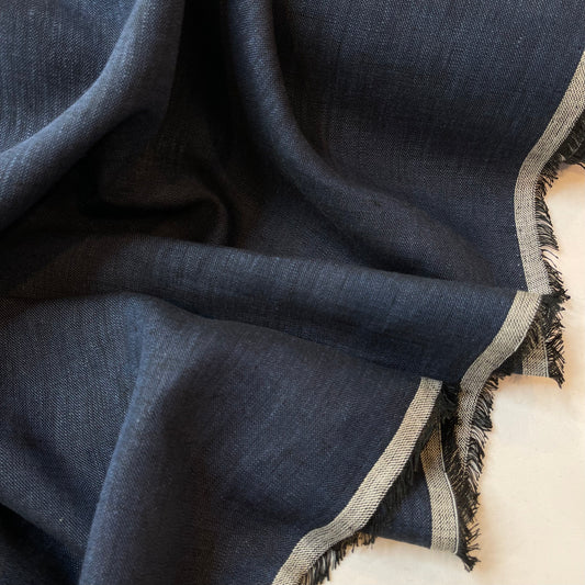 Navy Lightweight Yarn Dyed Linen