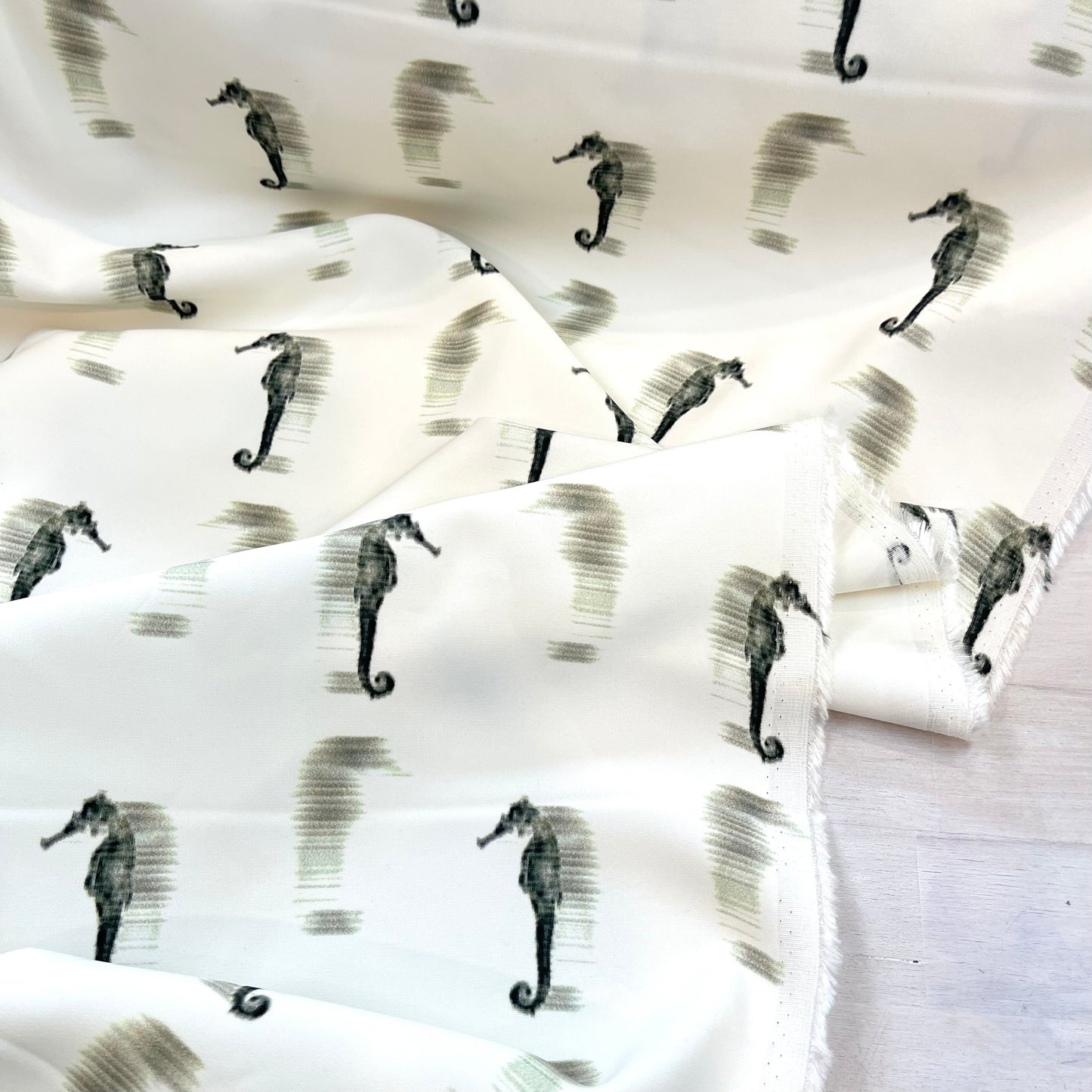 Seahorse Shadows Ivory Stretch Viscose Suiting