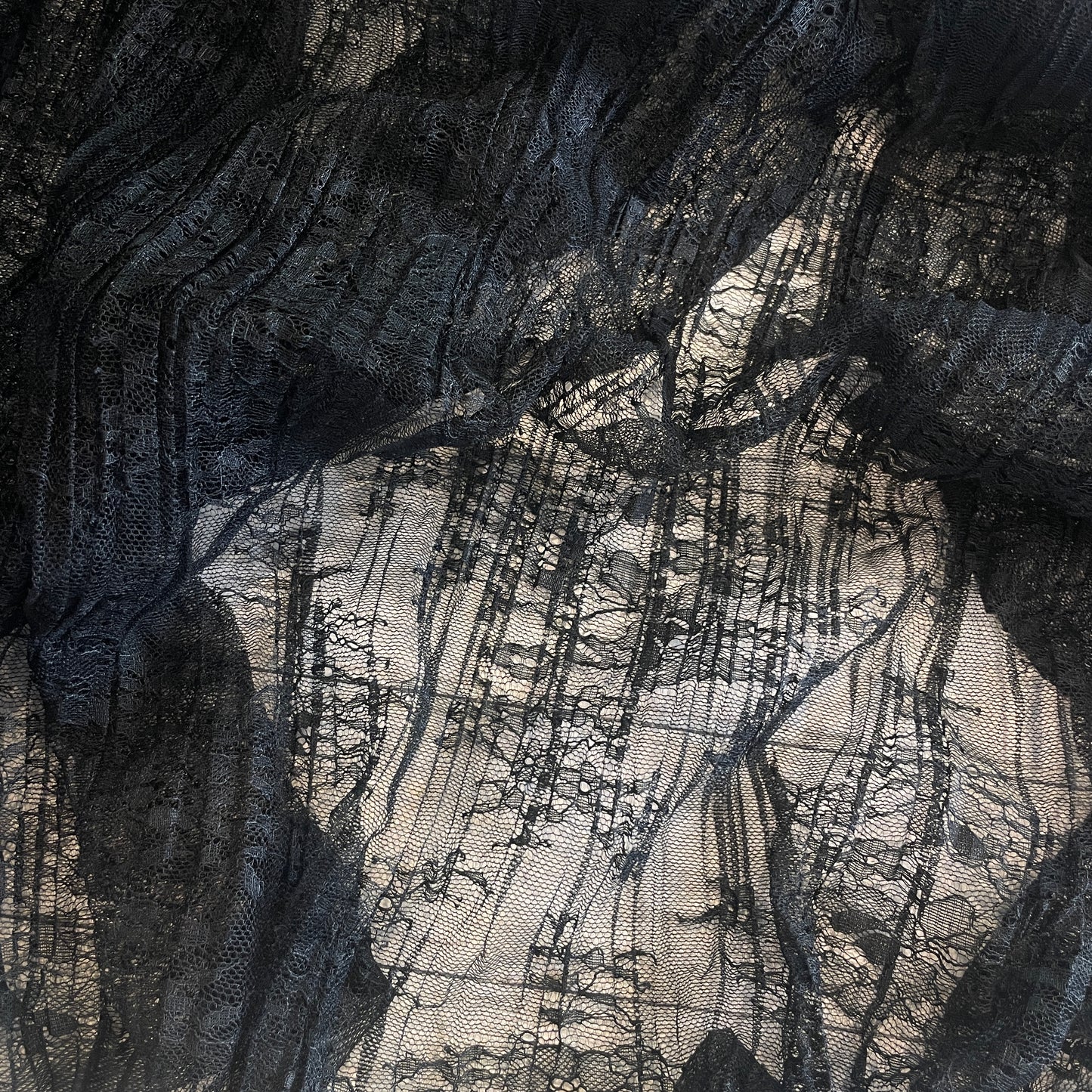 black fine pleated lace