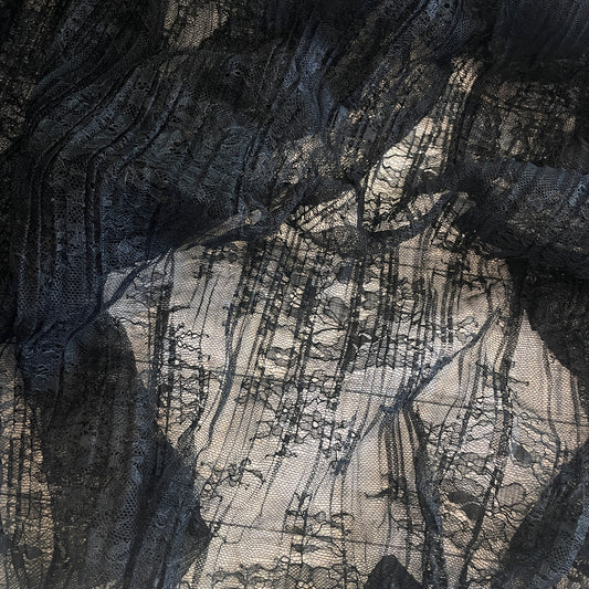 black fine pleated lace