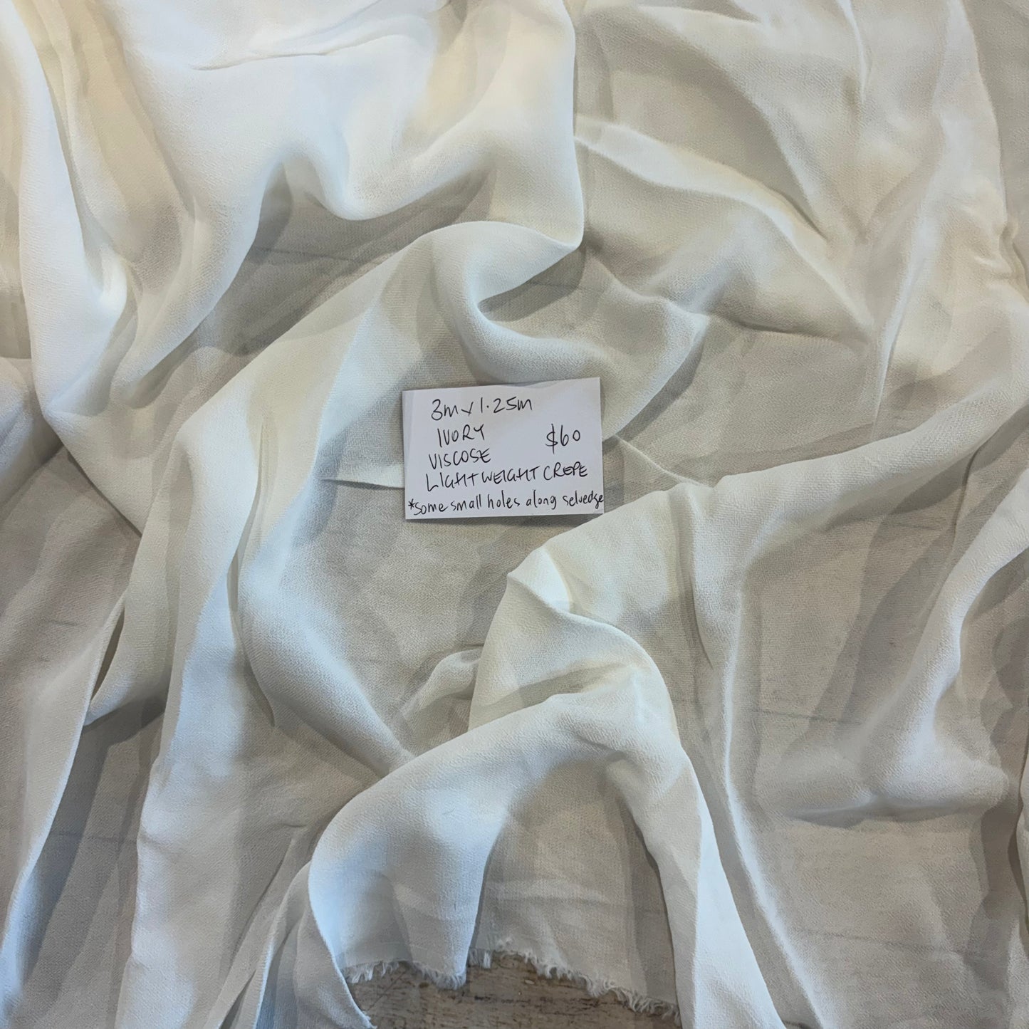 3m Ivory Viscose Lightweight Crepe