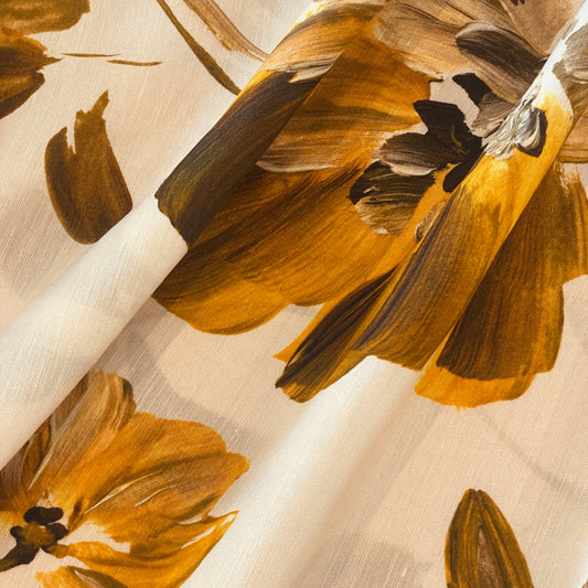 Cinnamon blush bloom linen viscose