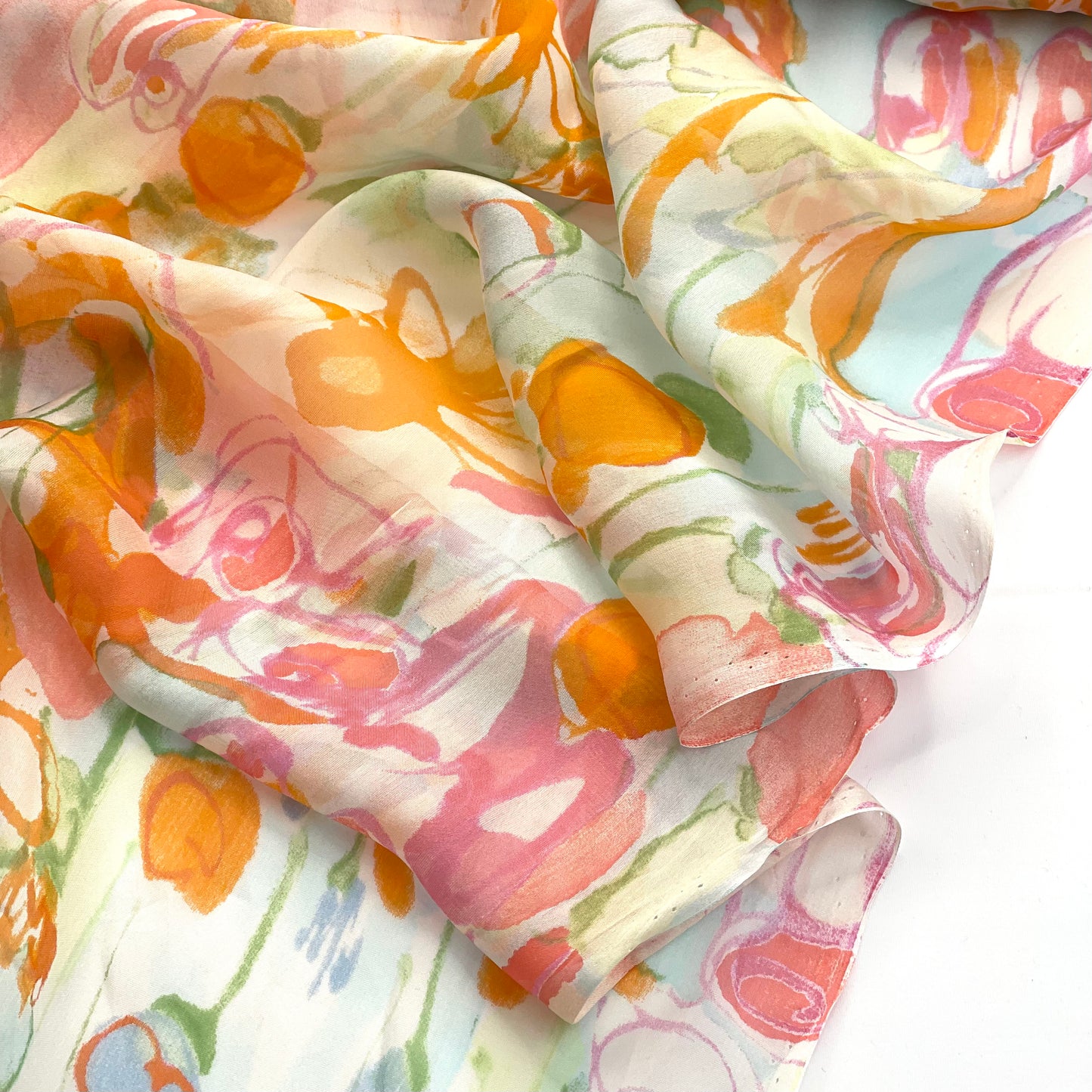 Apricot Daisies Silk Chiffon