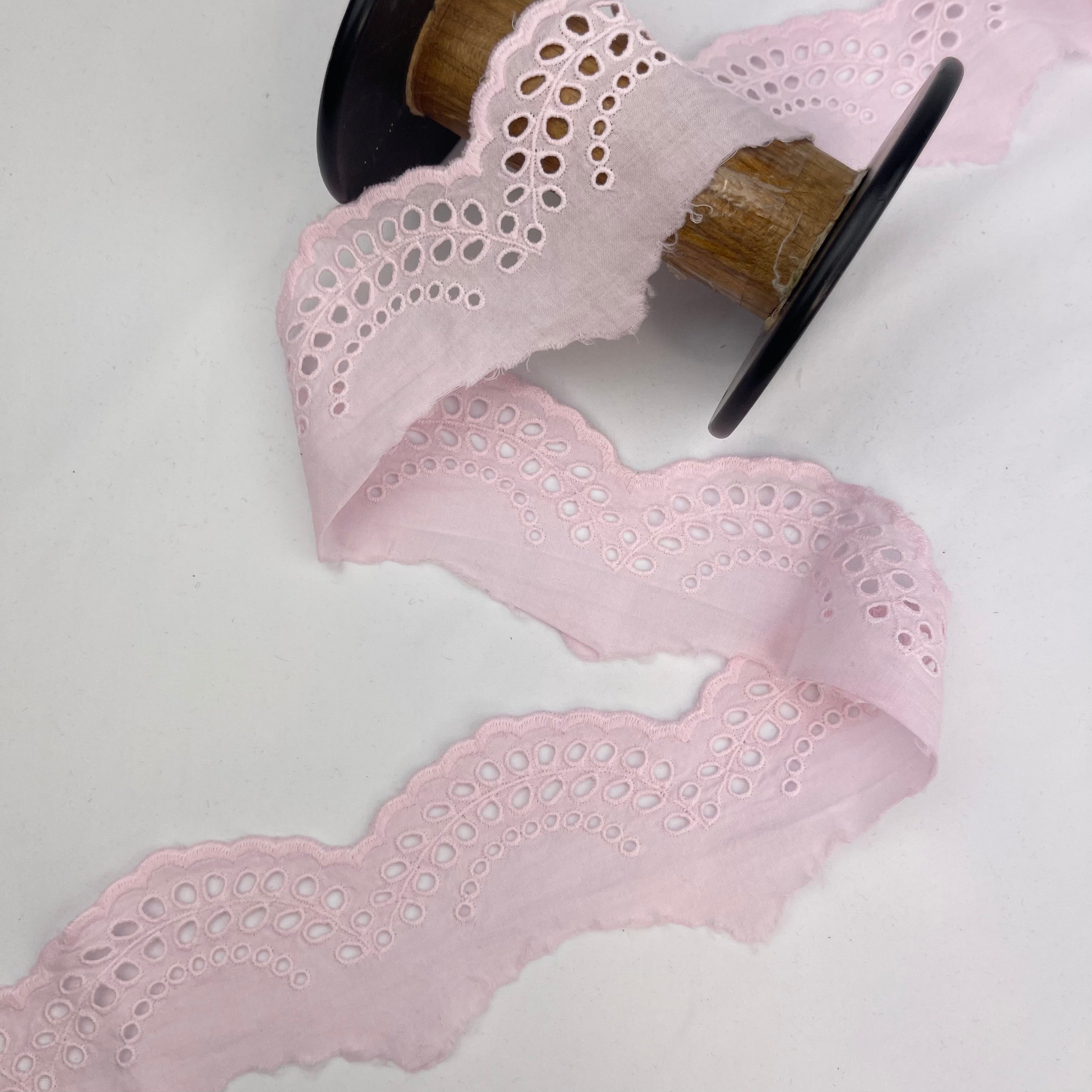Powder Pink Ruffle Trim Harper Powder Pink 50mm Broderie Trim – The Maker Society