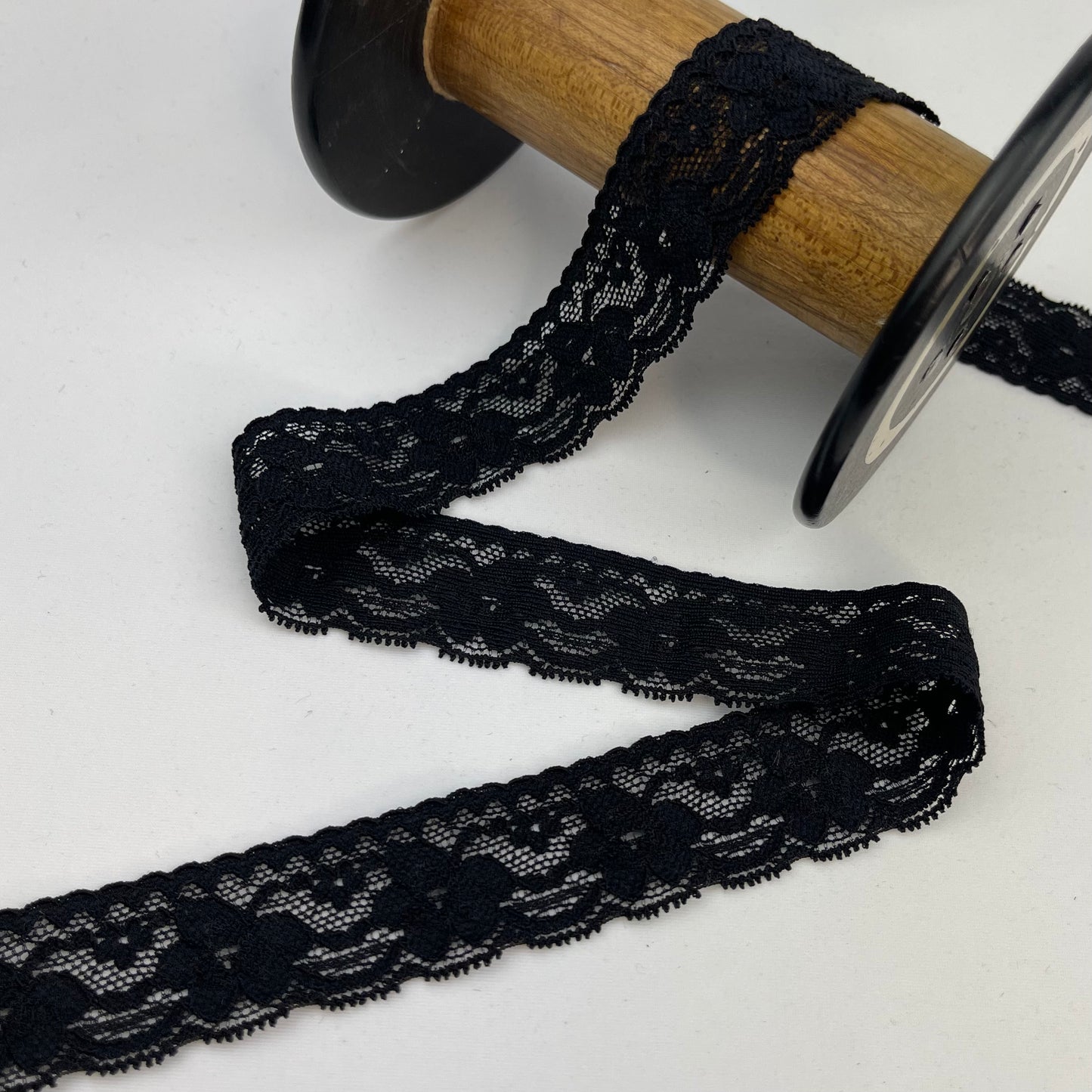 Milan Black 25mm Stretch Lace