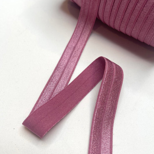 Victorian Rose Pink 15mm Satin Foldover Elastic