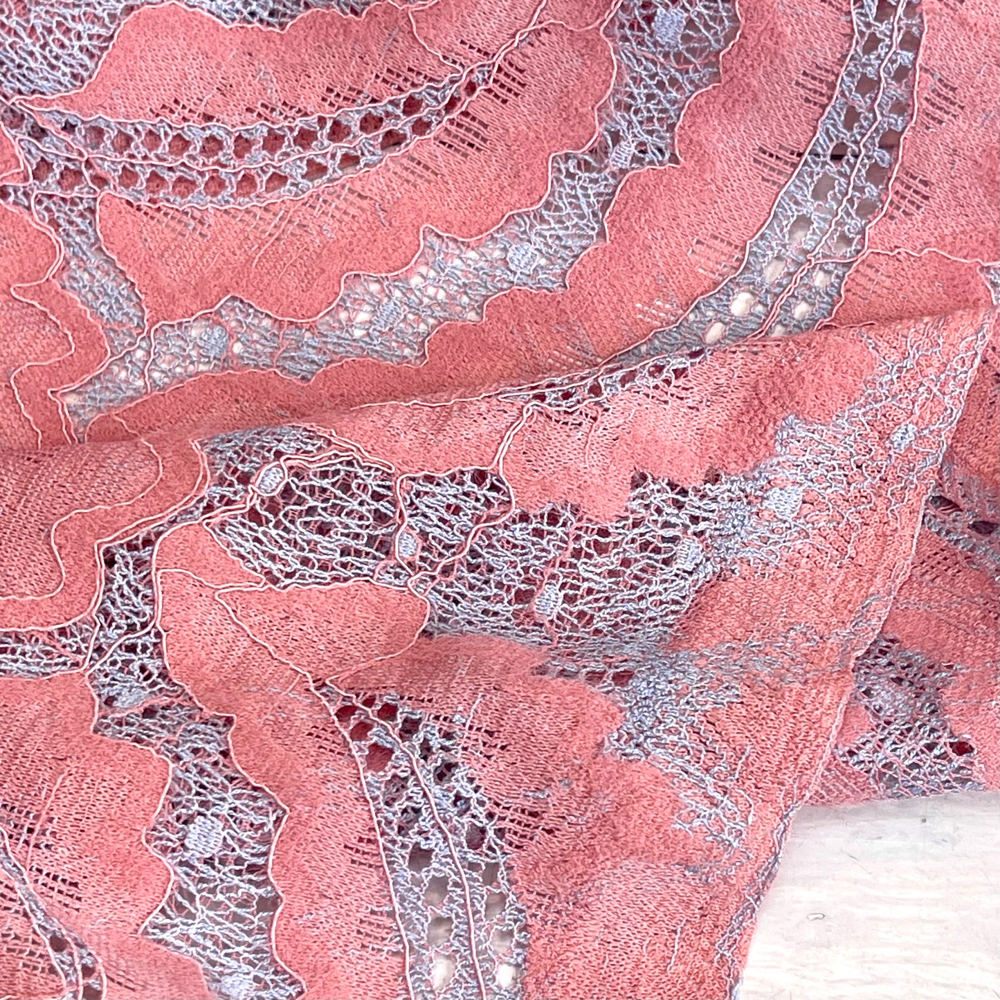 Pink Feathers Jacquard Lace