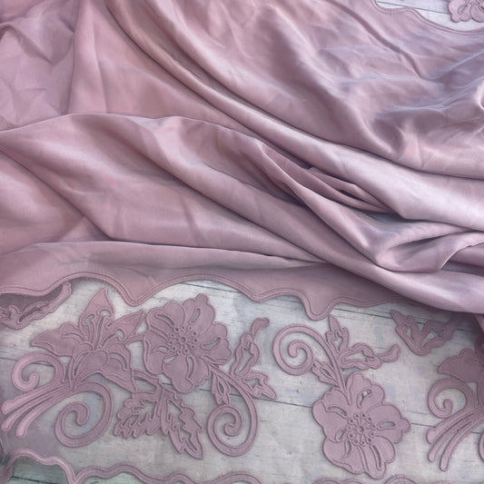 Jolie rose organza embroidered border satin