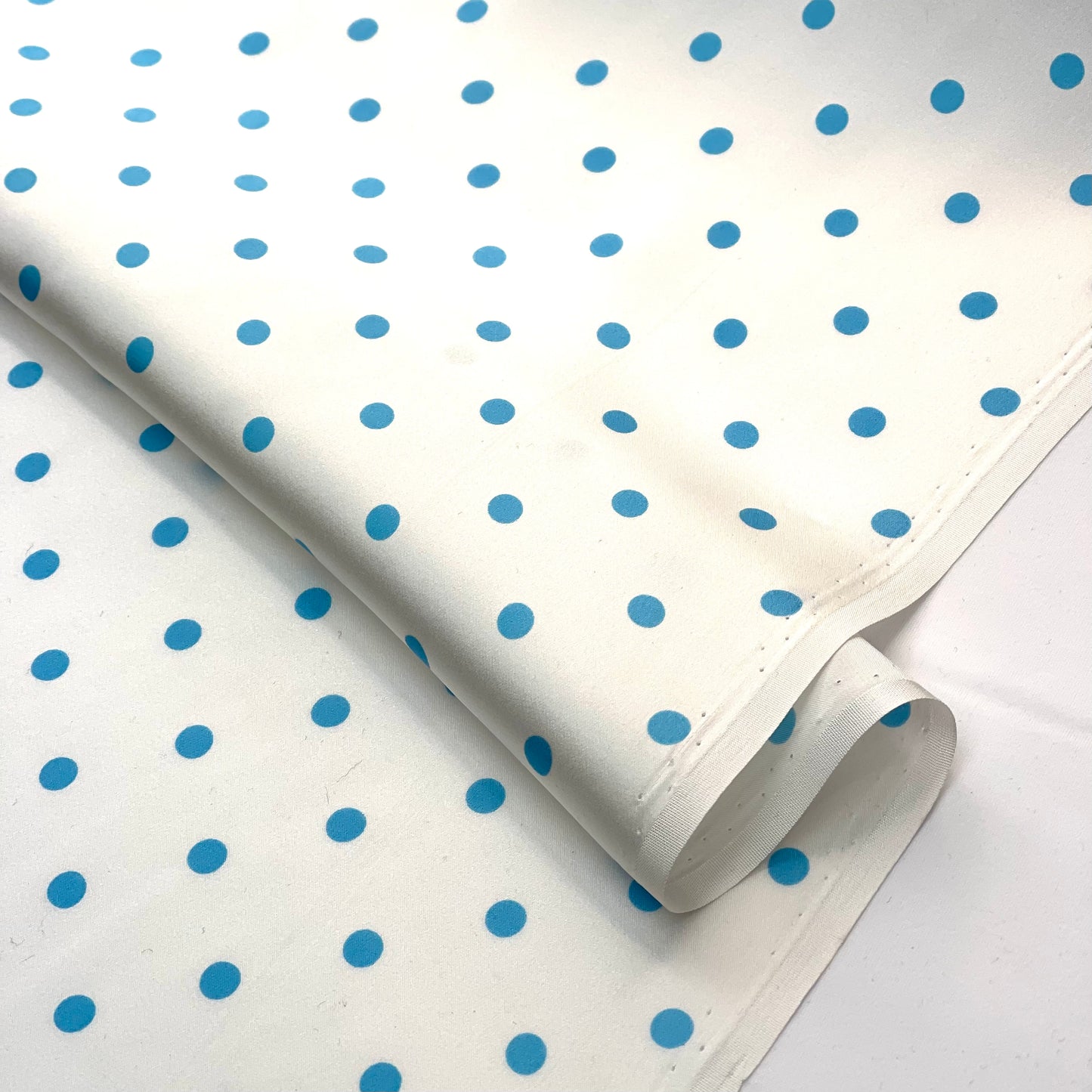 Blue Polka Dots Silk Satin