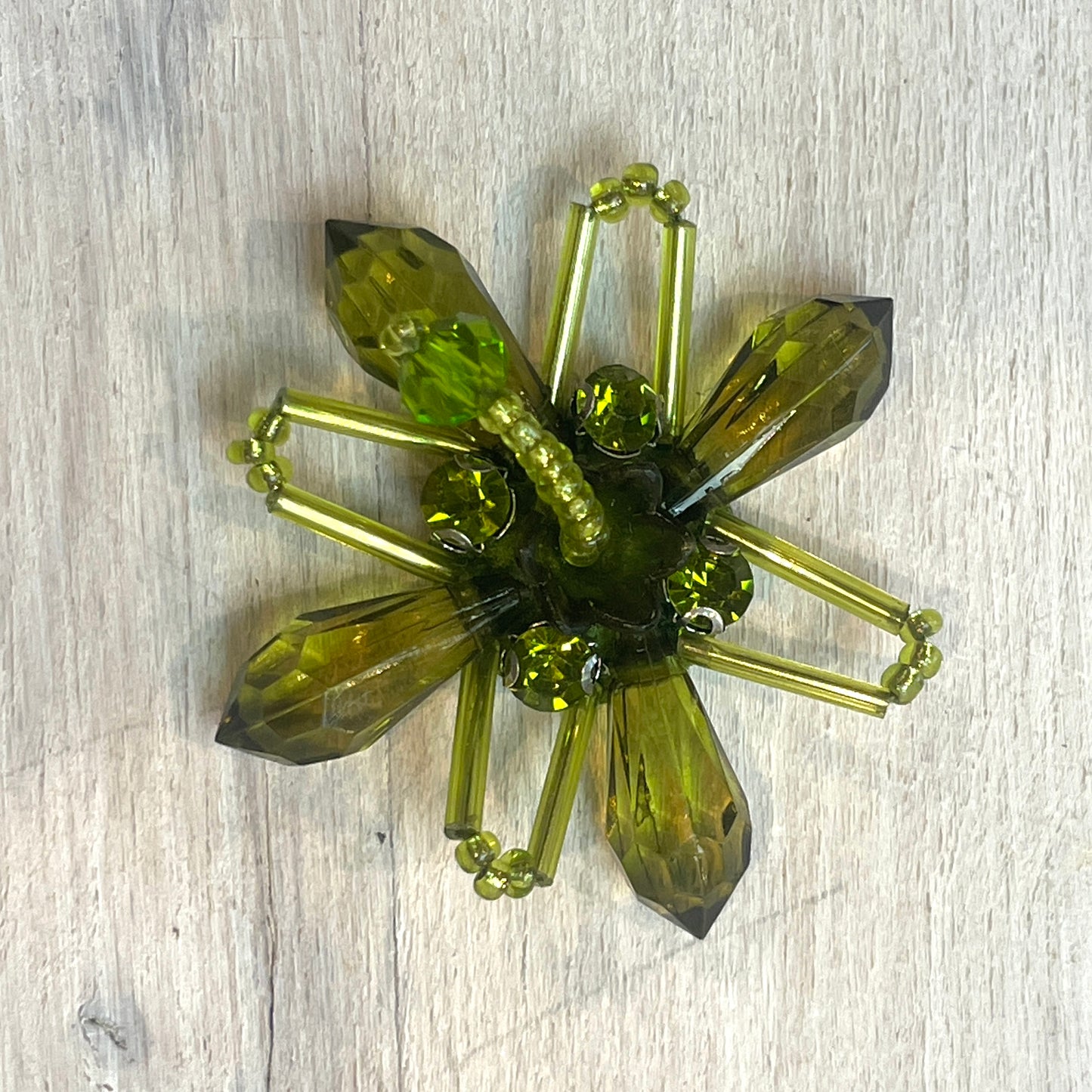 peridot green crystal flower motif