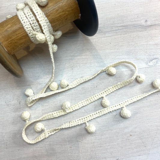 Ivory crochet pom pom braid
