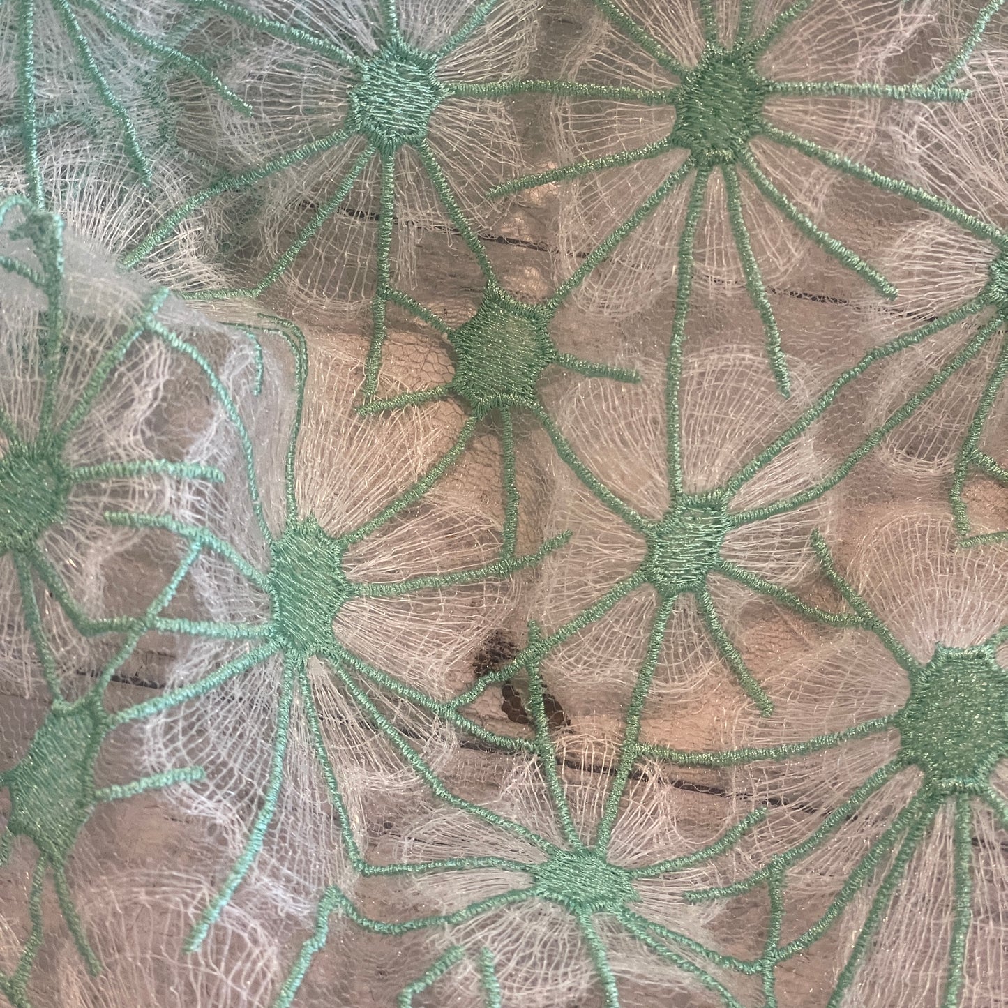 Tully mint embroidered fine tulle