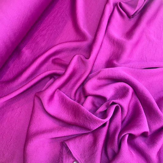 Fuchsia crinkle lightweight stretch satin