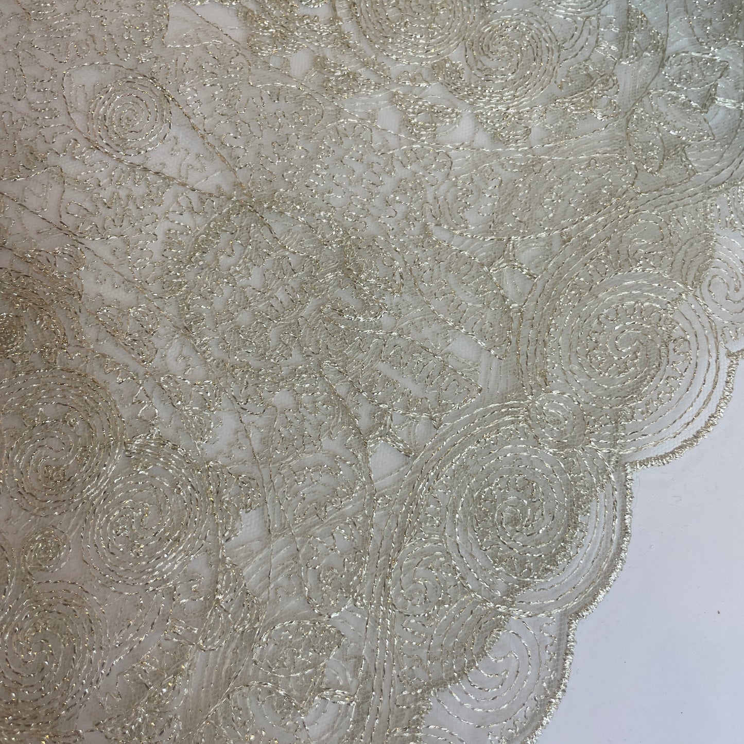 Amalfi palest gold embroidered mesh