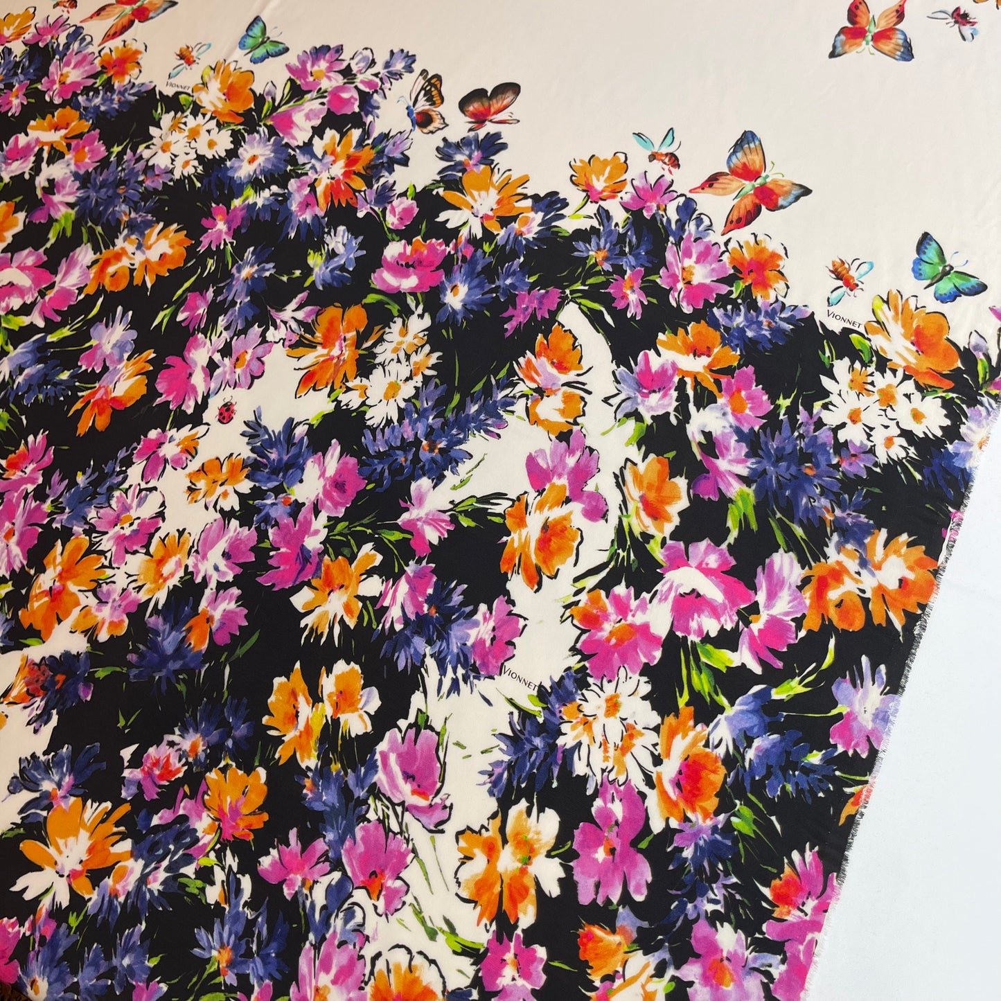 VIONNET PARIS Butterfly Garden Silk Crepe de Chine Panel