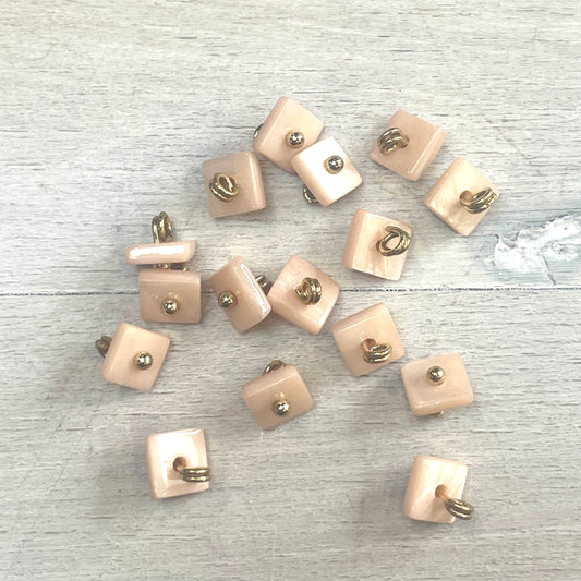 7mm pink blush  glass square shank button