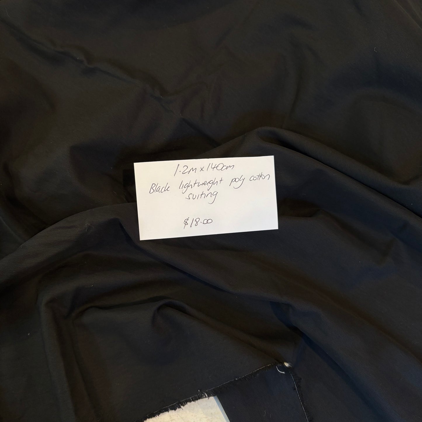 1.2m Black Lightweight Poly Cotton Suiting