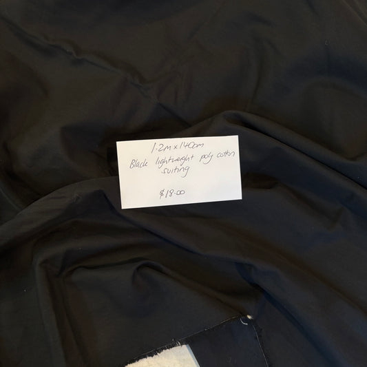 1.2m Black Lightweight Poly Cotton Suiting