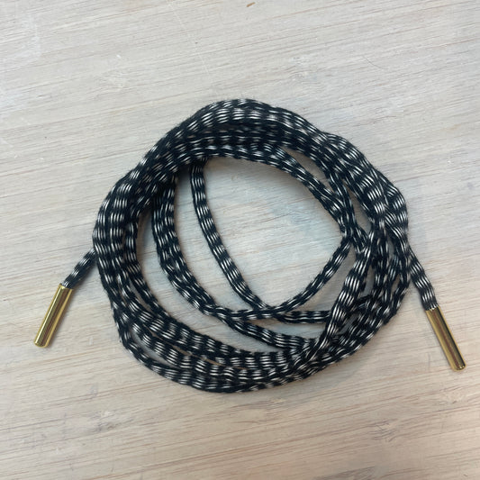 Black white stripe toggled cord tie 170cm