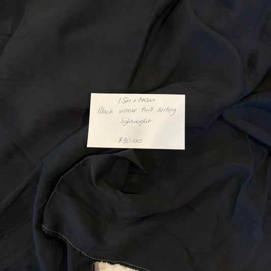 1.5m Black Viscose Twill Suiting