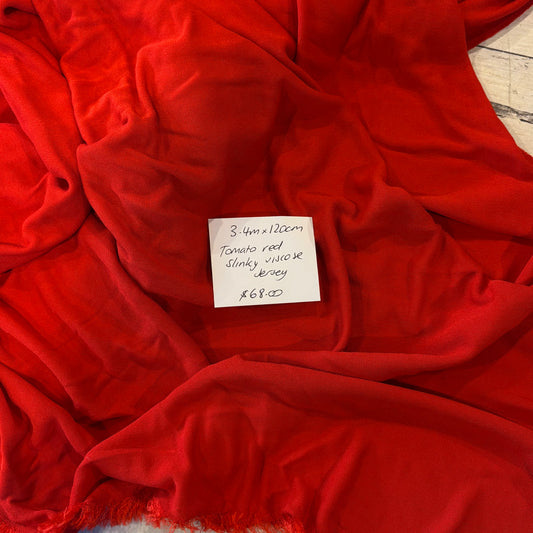 3.4m Tomato Red Slinky Viscose Jersey
