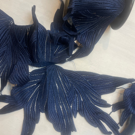 Navy large leaf Guipure Trim