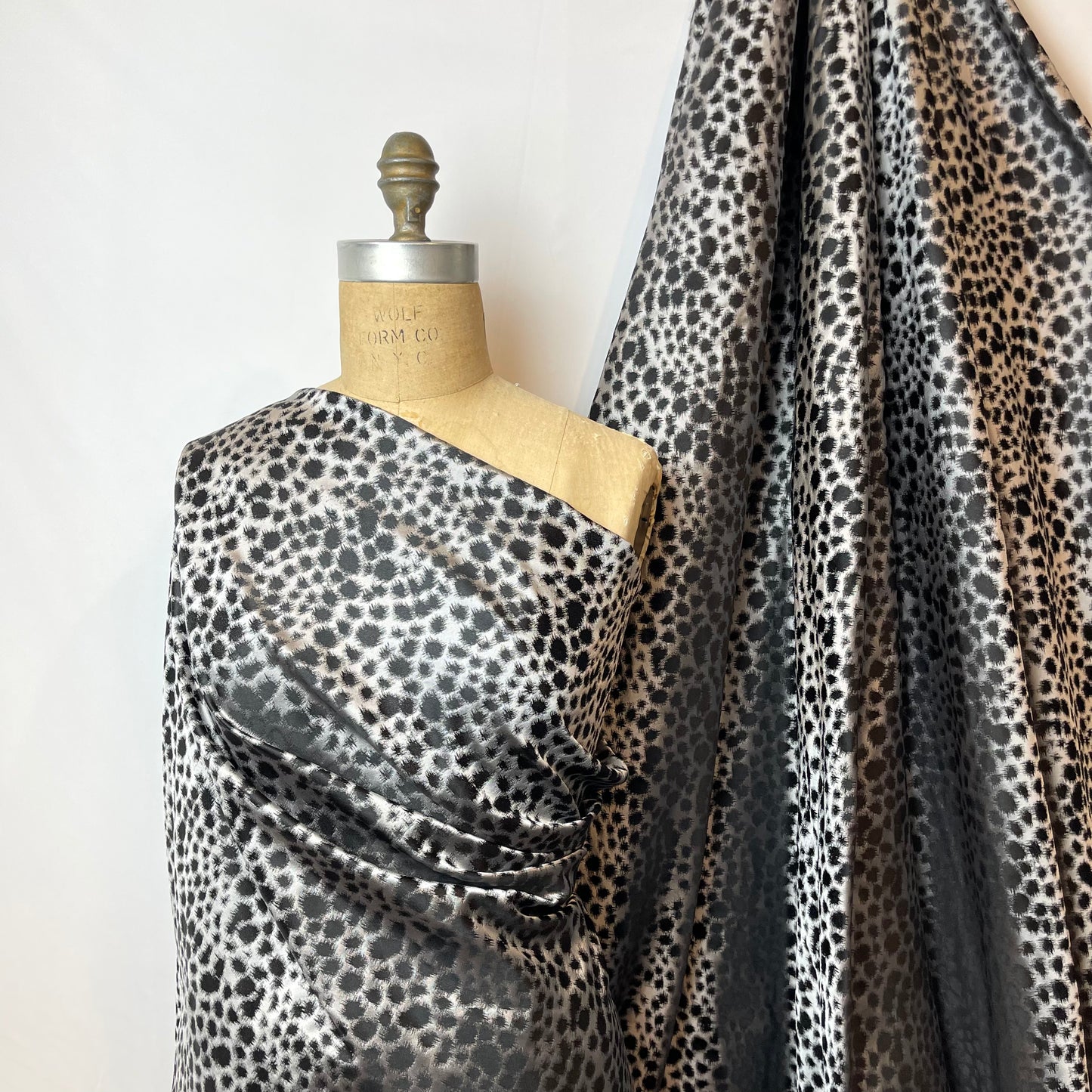 Charcoal leopard silk taffeta