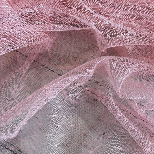 Pretty pink fine hail Spotted Tulle