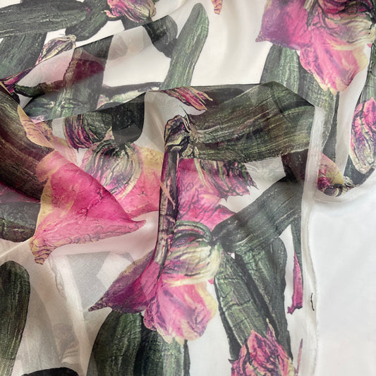 Fuchsia zucchini flowers  Silk Chiffon