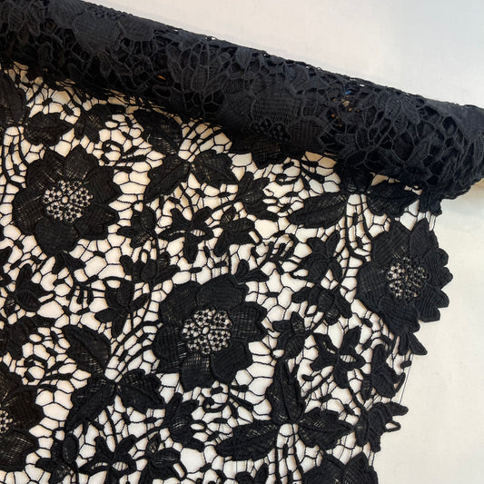 3mtrs Bella Soft Black Guipure Lace