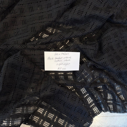 1m Black Basket Weave Cotton Mesh