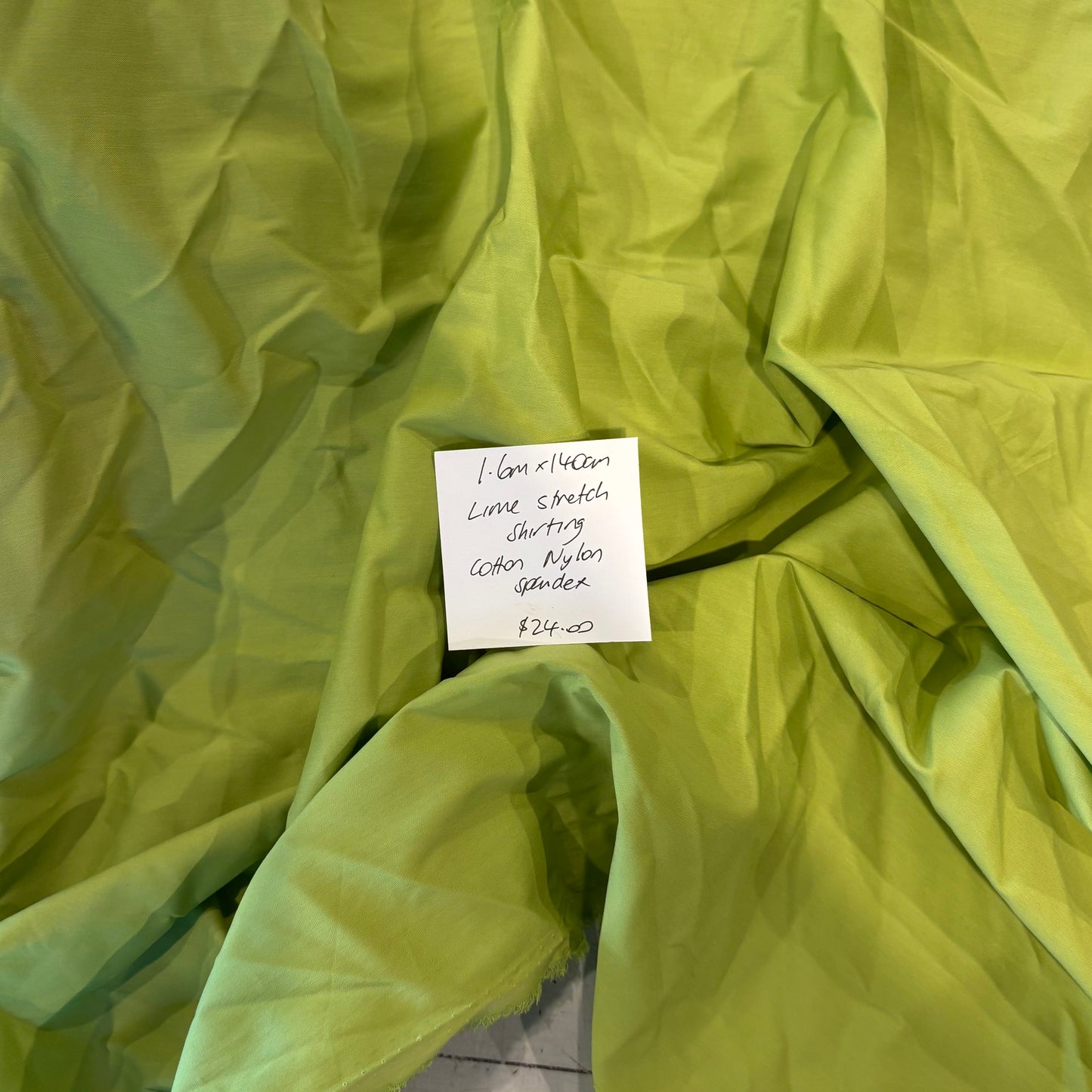 1.6m Lime Stretch Shirting