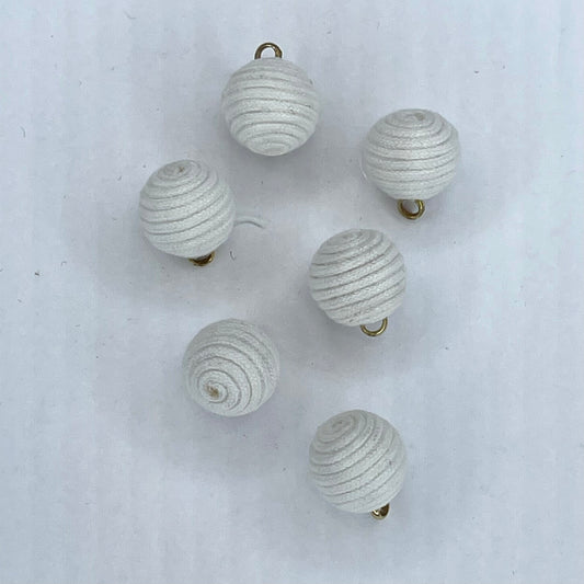 Cotton Corded Bobble Button 15mm Ivory