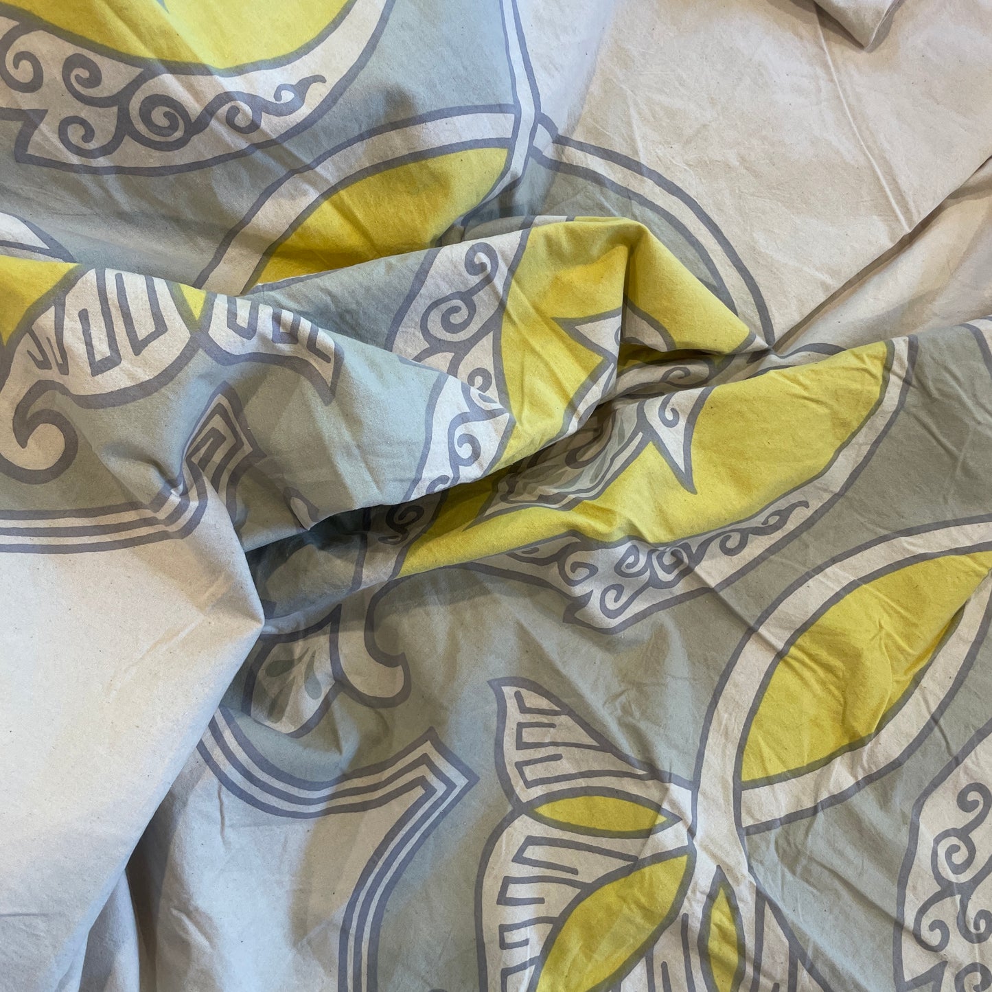 3.8m yellow placement print calico cotton