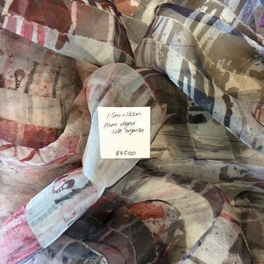 1.5m Plum Dyed Silk Organza