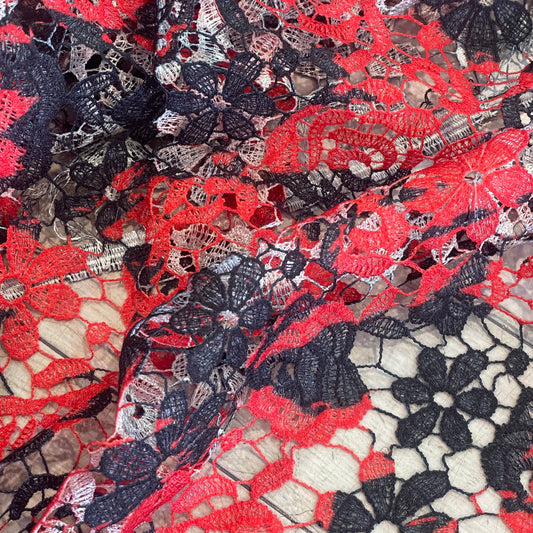 Red rose soft drape guipure