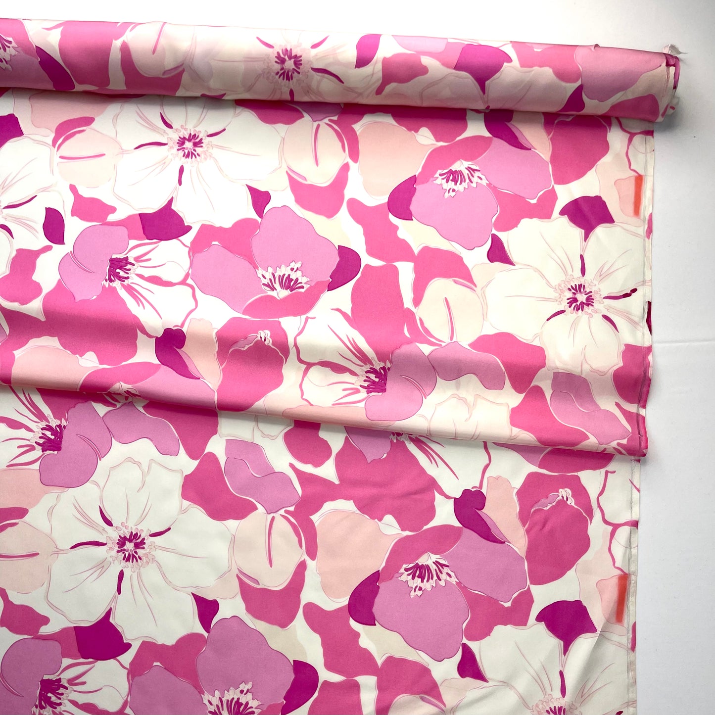 Bubblegum Poppies Silk Crepe de Chine