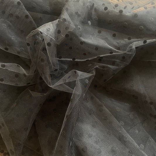 1.7m black flocked hail spot tulle