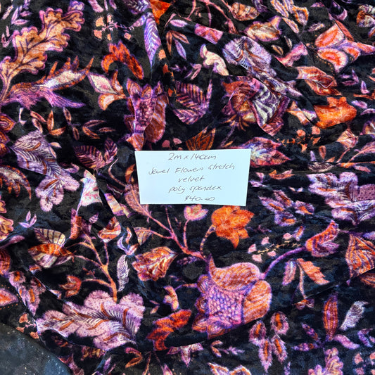 2m Jewel Flowers Stretch Velvet