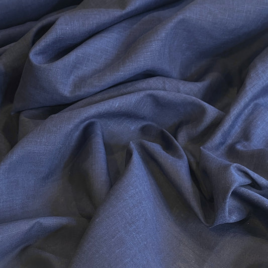 Navy yarn dyed poly Cotton Voile